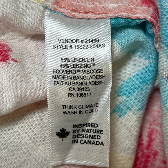 Northern Reflections Button Up Linen Blend Art-to-Wear Resort Shirt - Picture 10 of 12